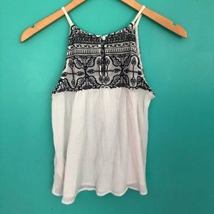 Abercrombie & Fitch White/Blue Embroidered Top